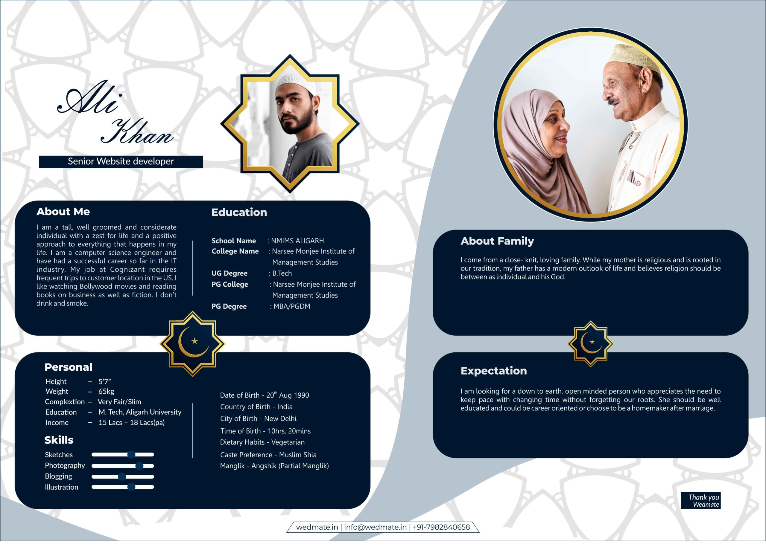 Muslim Marriage Biodata for Boy