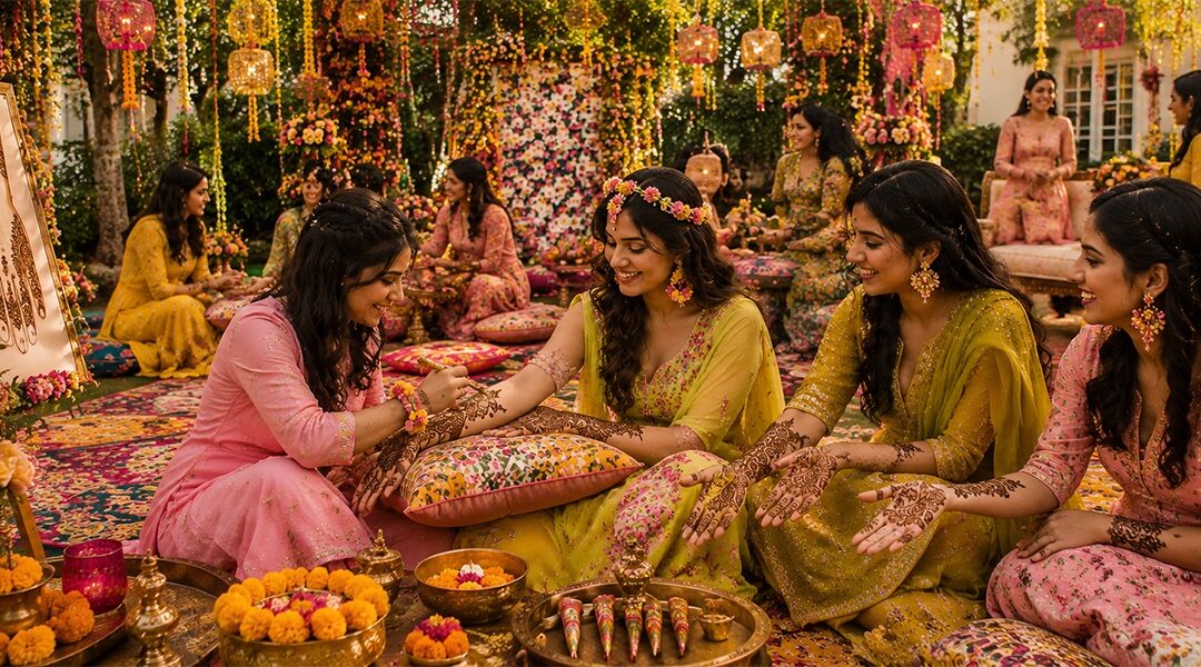 A Delhi farmhouse mehendi turned full-day art installation